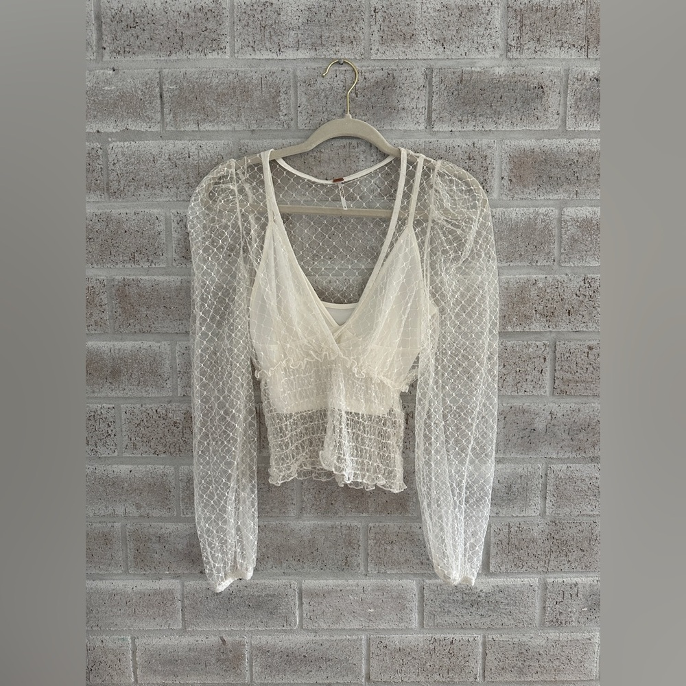 Free People white lace top w/ under shirt